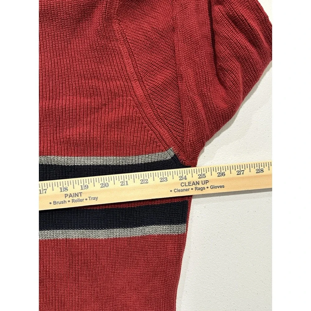 Eddie Bauer 1/4 Zip Knit 100% Cotton Pullover Sweater Men's‎ Size Large Dark Red